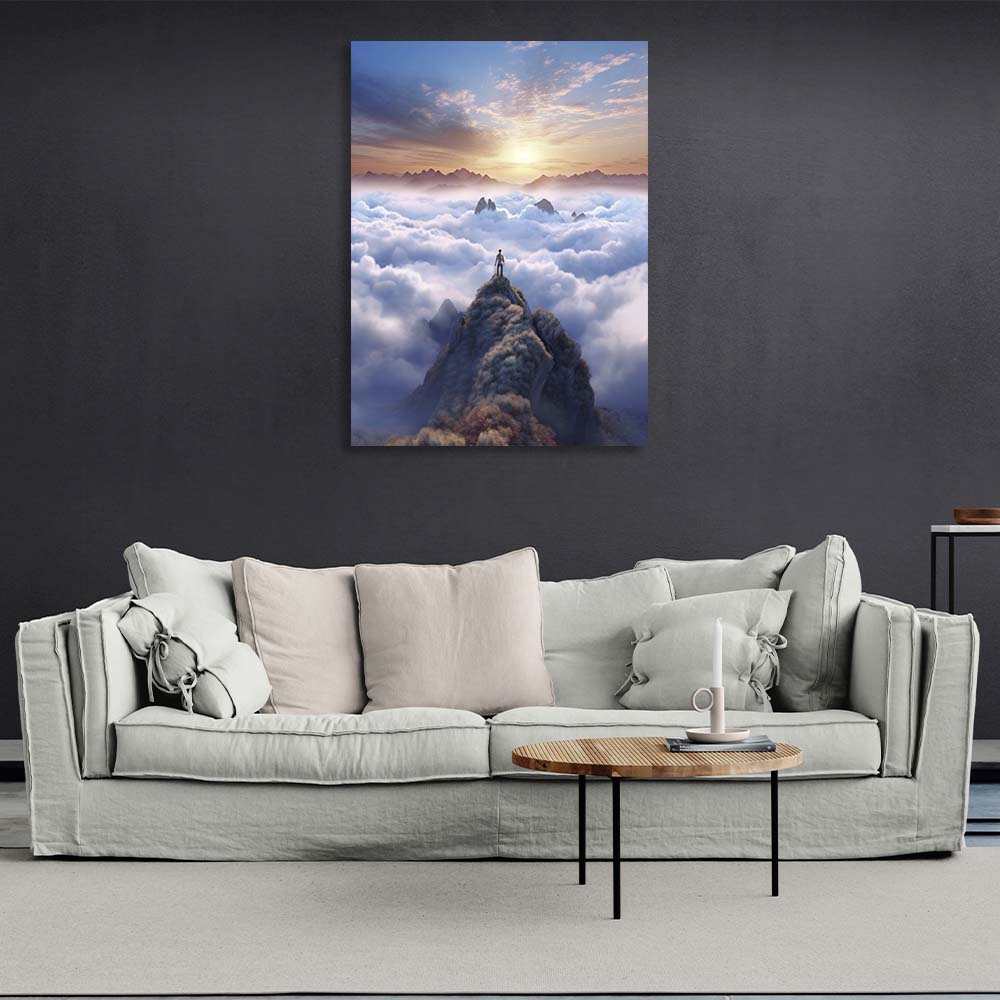 Dawn over the clouds Canvas Wall Art Print