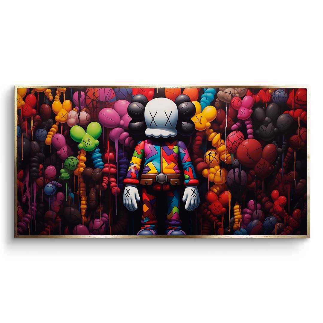 Colorful Bearbrick Wonderland Canvas Wall Art - KAWS