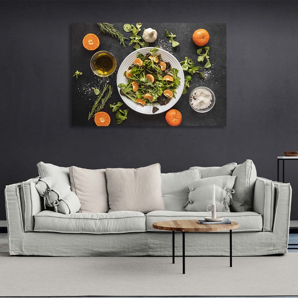 Für die Küche Mandarinensalat Leinwand Wand Kunstdruck für Küche