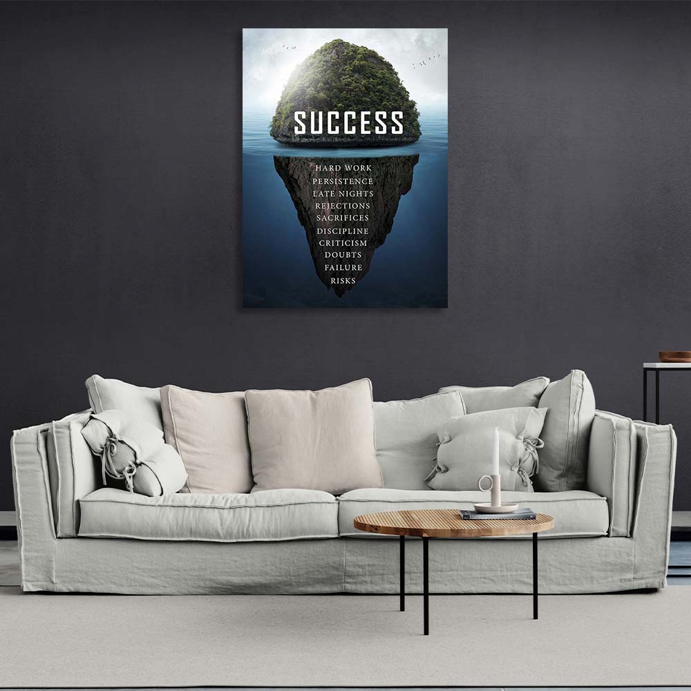 Motivierender Kunstdruck auf Leinwand, Motiv „Success Island“