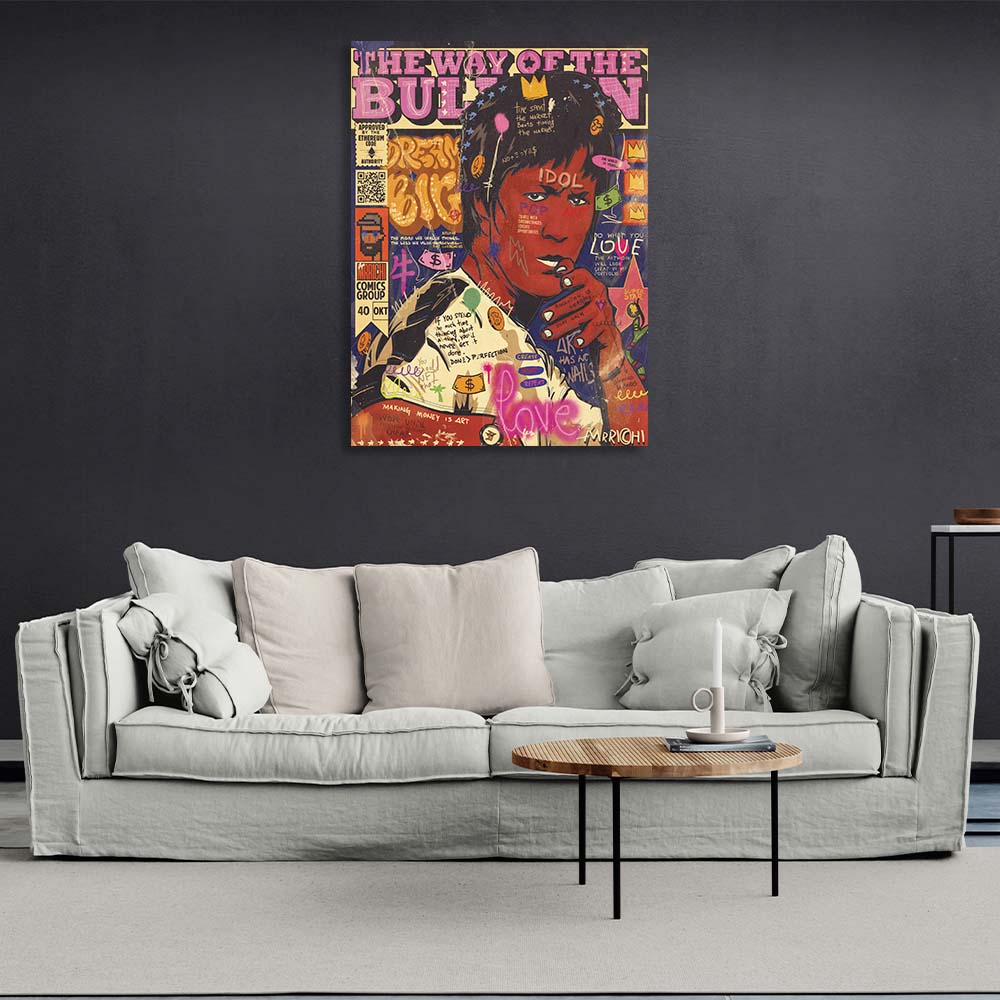 Pop-Art-Kunstdruck mit Bruce Lee-Motiv auf Leinwand