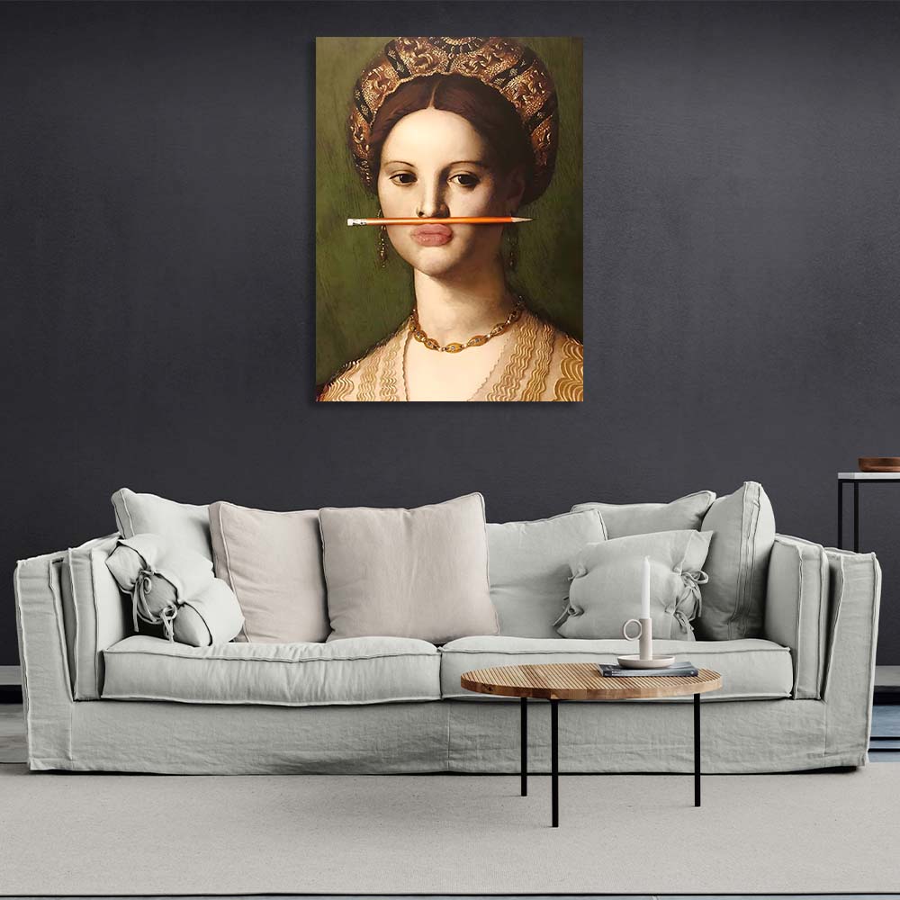 Kunstdruck auf Leinwand, Lady Medici mit Bleistift