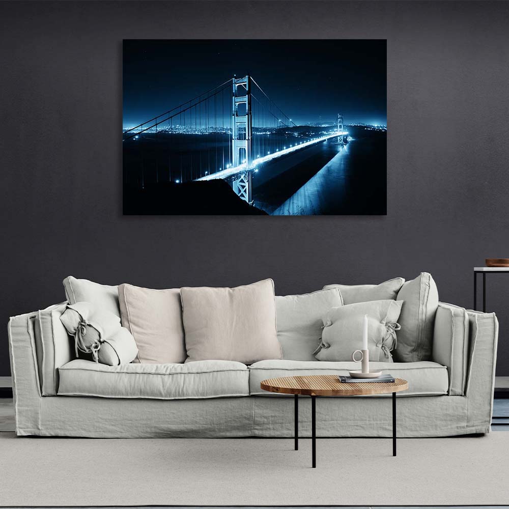 Canvas Wall Art Print Night Bridge Over San Francisco