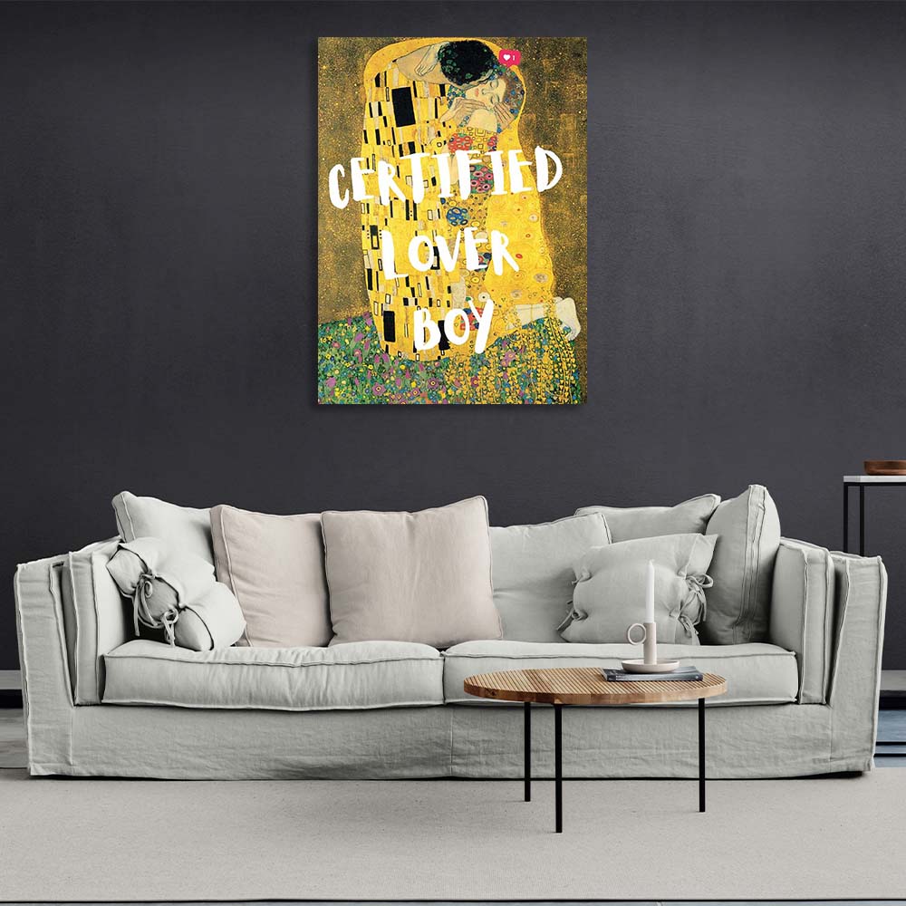 Canvas Wall Art Print The Kiss. Certified Lover Boy