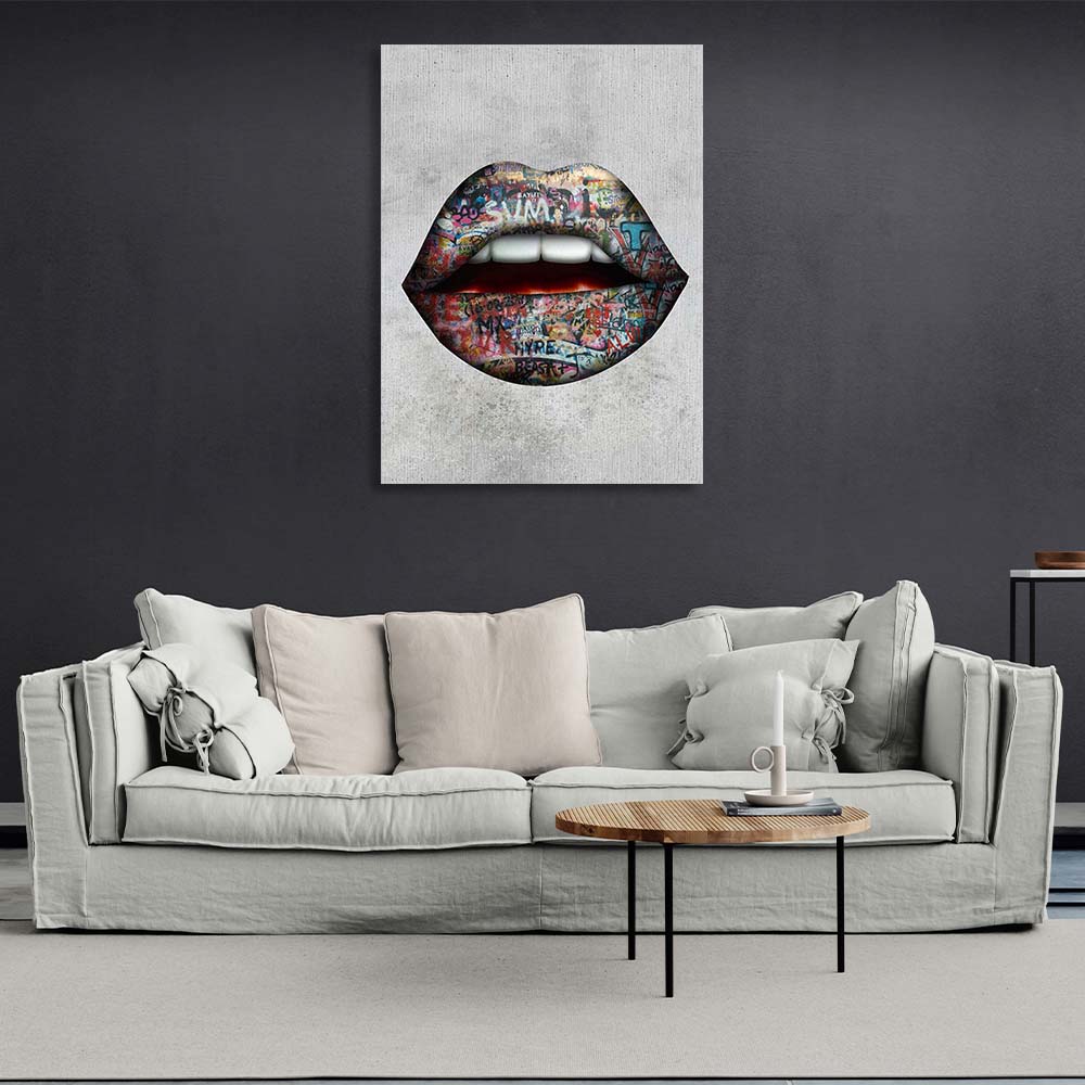 Canvas Wall Art Print Lips Graffiti