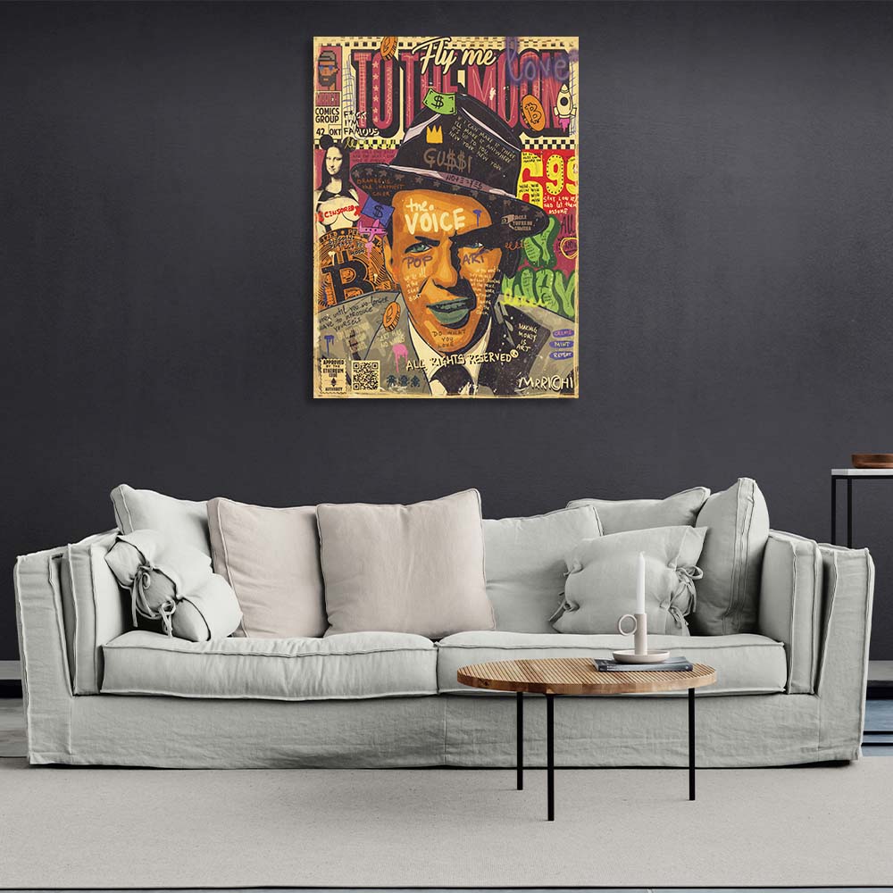 Pop-Art-Kunstdruck auf Leinwand mit Frank Sinatra-Motiv