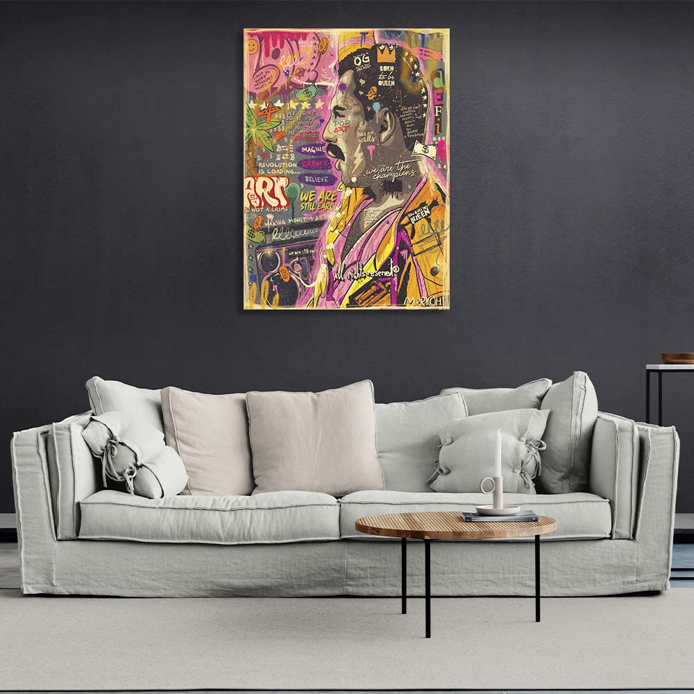 Pop-Art-Kunstdruck „Freddy Mercury“ auf Leinwand