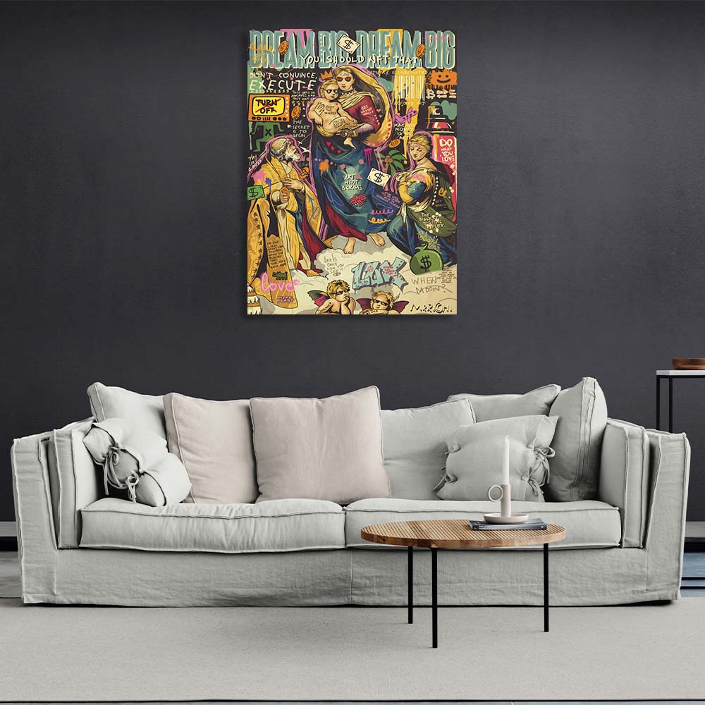 Pop-Art-Kunstdruck „Madonna mit Kind“ auf Leinwand