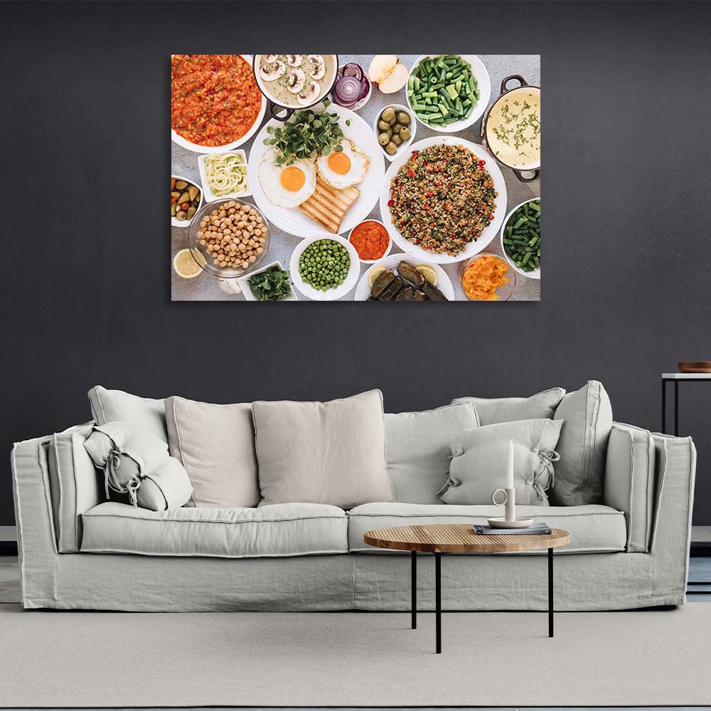 Canvas Wall Art Print For Kitchen Healthy food