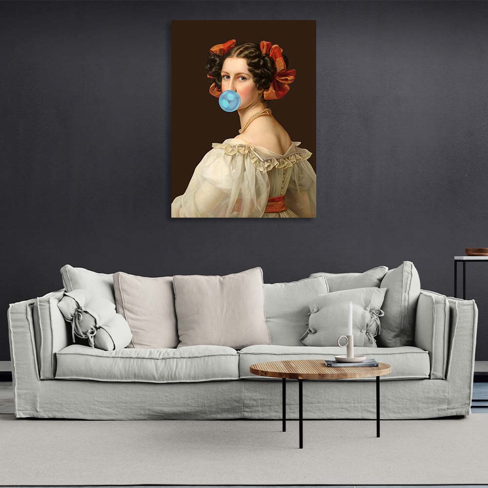 Canvas Wall Art Print Helena Zedlmayr with blue bubblegum