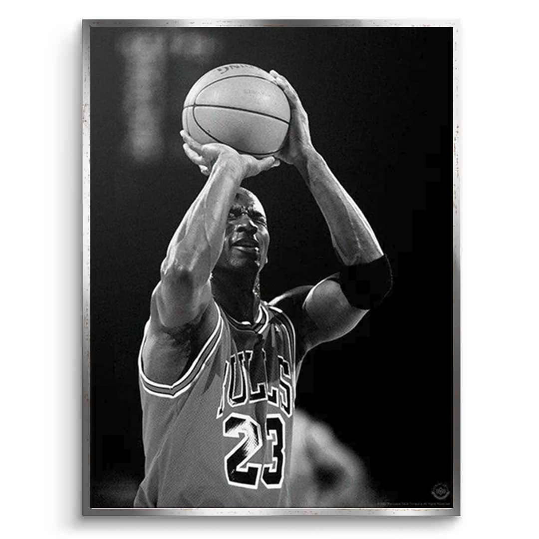 Michael Jordan: Iconic Shot Black & White Canvas Wall Art