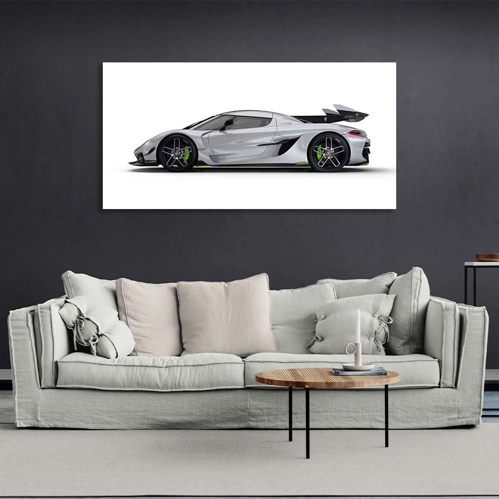 Leinwandbild, Wandbild, Auto, Koenigsegg Jesko, weiß