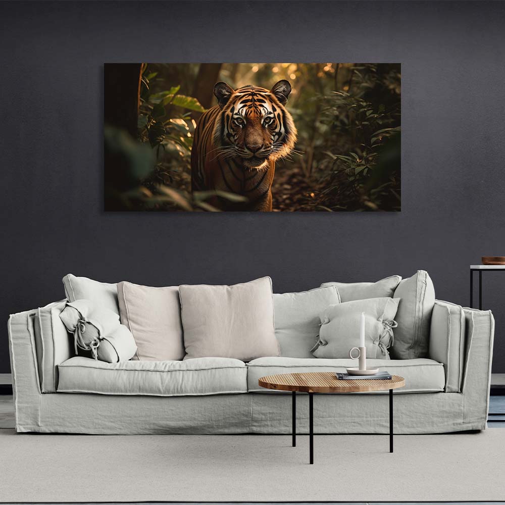 Kunstdruck auf Leinwand mit Tiger im Dschungel