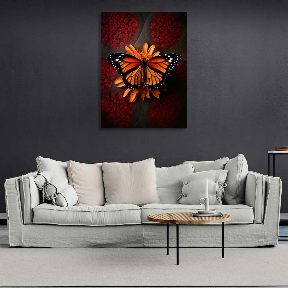 Monarch butterfly on a flower Canvas Wall Art Print