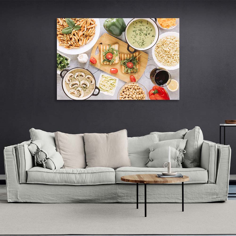 Canvas Wall Art Print For Kitchen Arugula Toast and Lunch