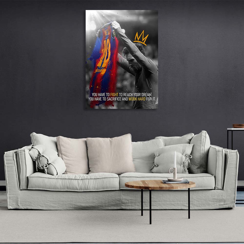 Soccer player Lionel Messi quote Motivational Canvas Wall Art Print