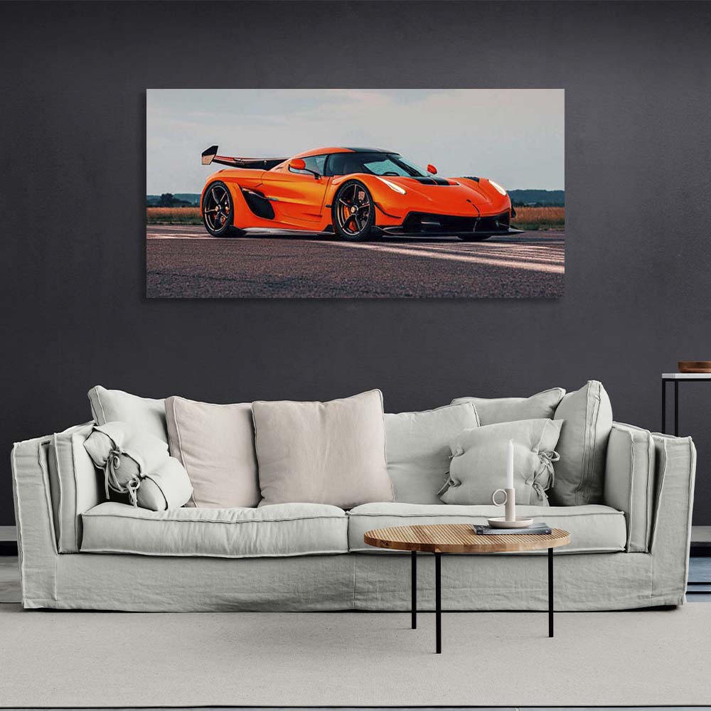 Leinwandbild, Wandbild, Auto, Koenigsegg Jesko, orange