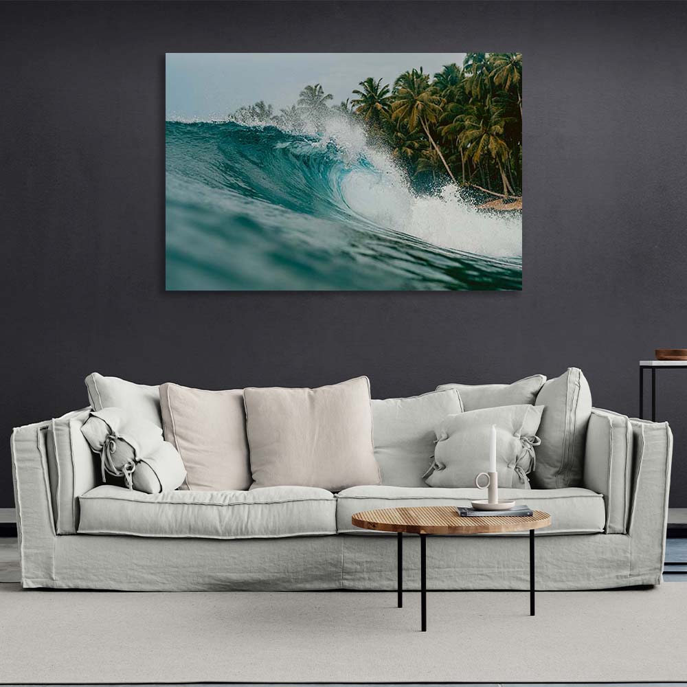 Kunstdruck auf Leinwand, Welle in der Nähe einer tropischen Insel