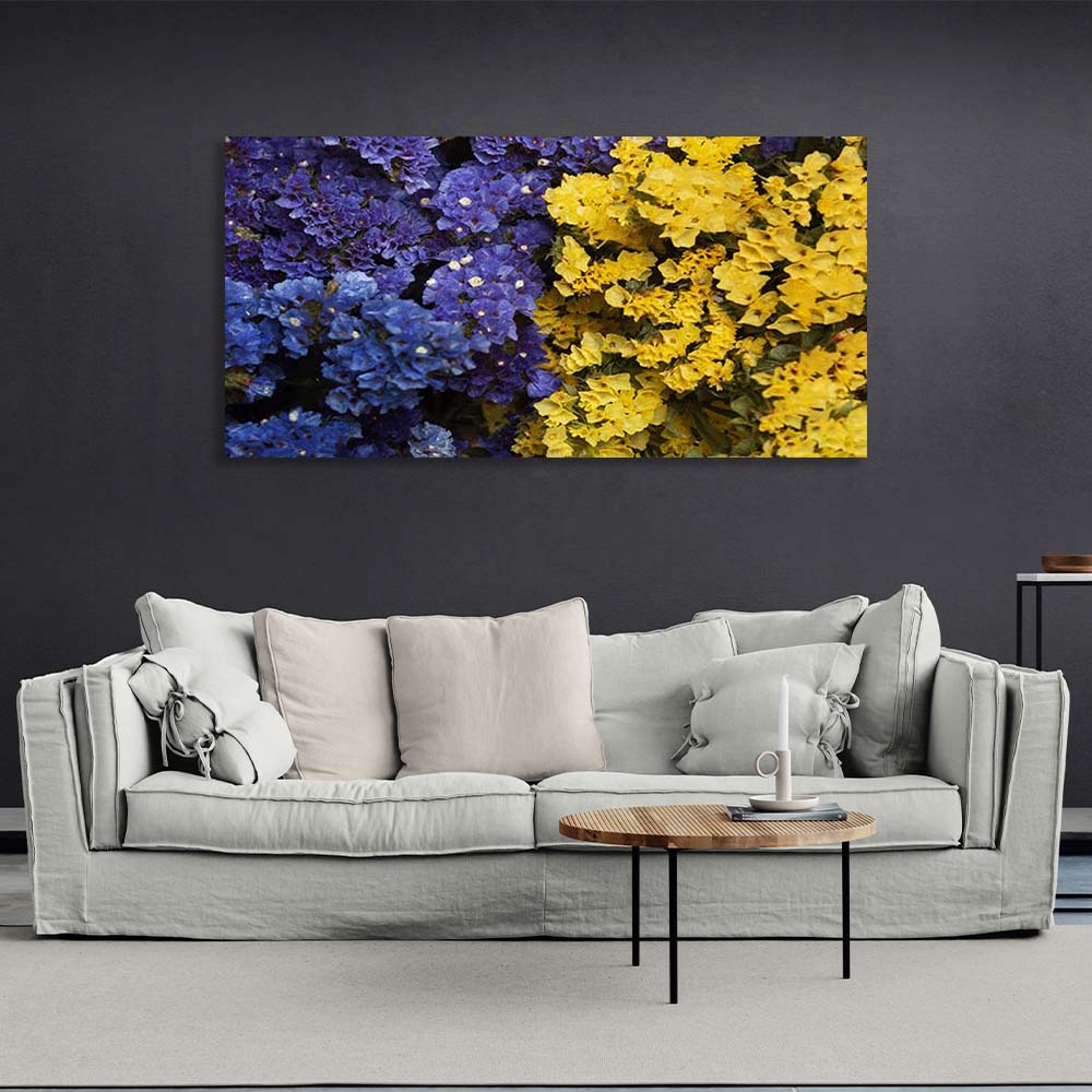 Canvas Wall Art Print Blue-yellow flowers