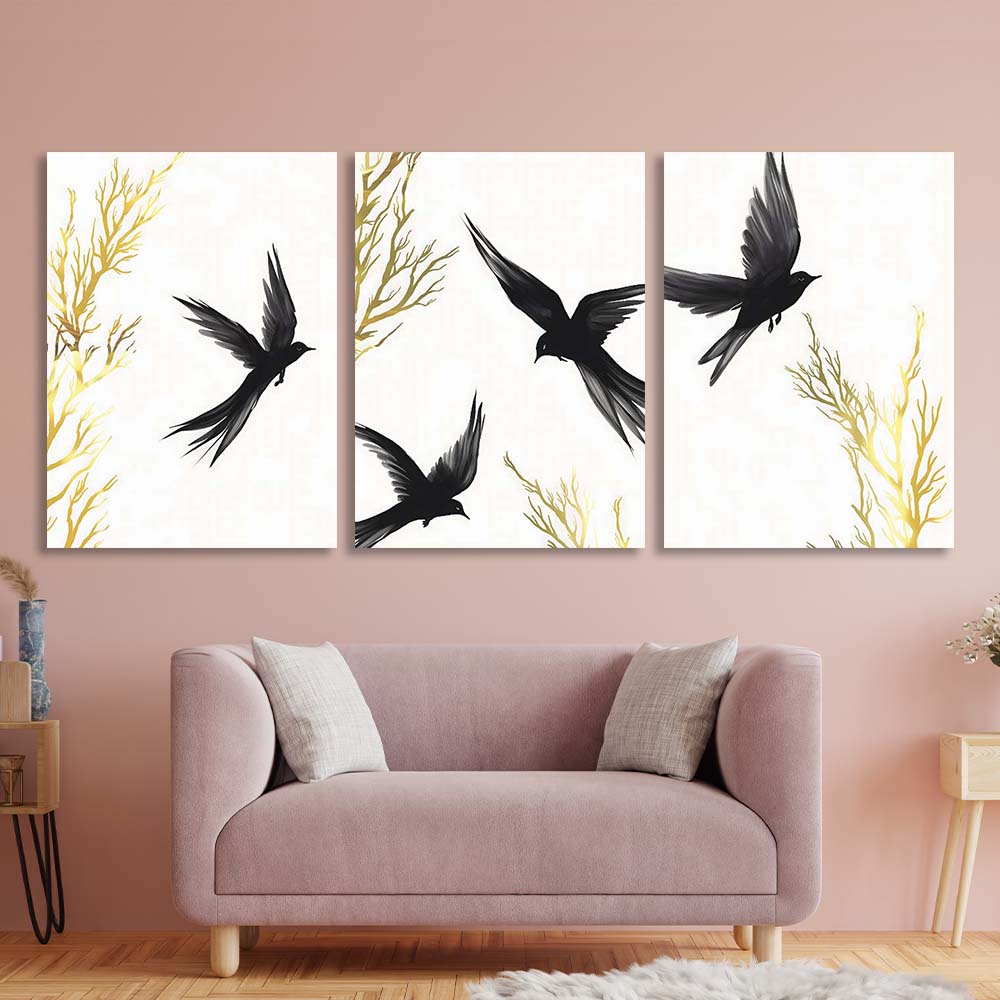 Multi Panel Canvas Wall Art Print Swallows