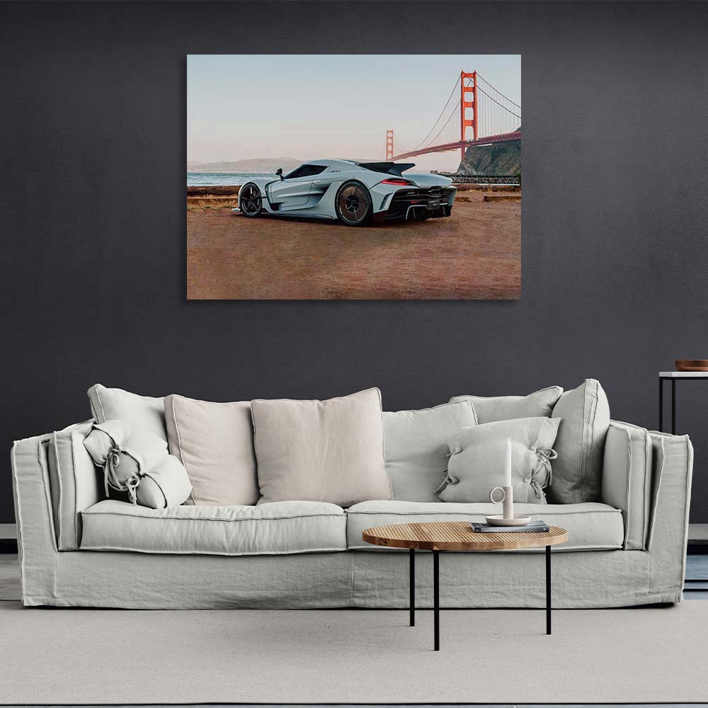 Kunstdruck auf Leinwand, Auto, Koenigsegg Jesko Absolut weiß