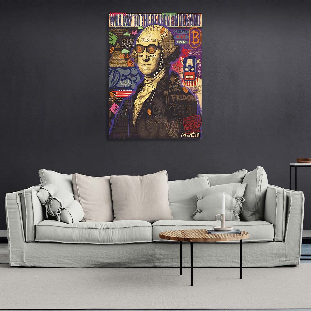 Pop-Art-Kunstdruck mit George Washington auf Leinwand