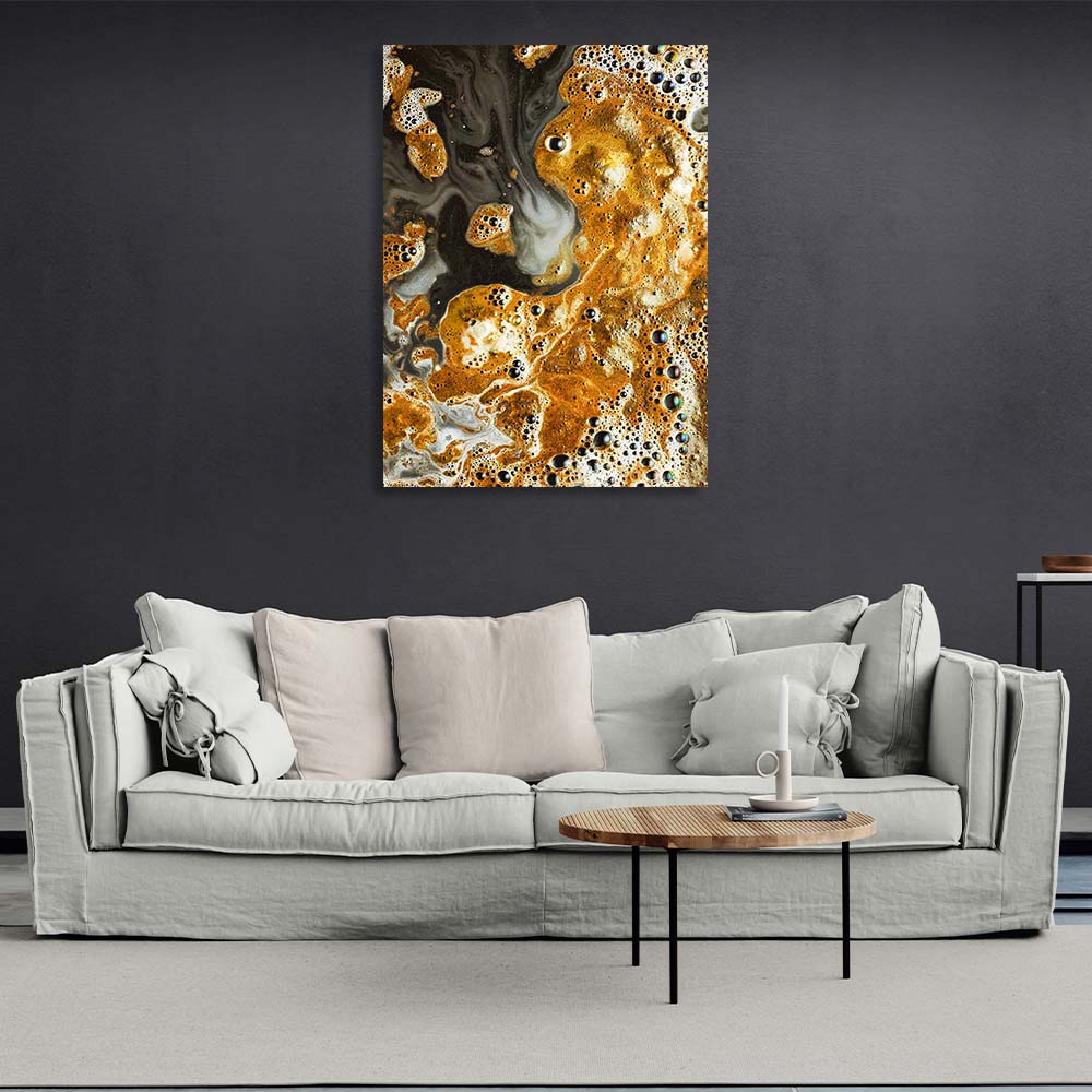 Abstraction Canvas Wall Art Print Divorces of gold paint on water