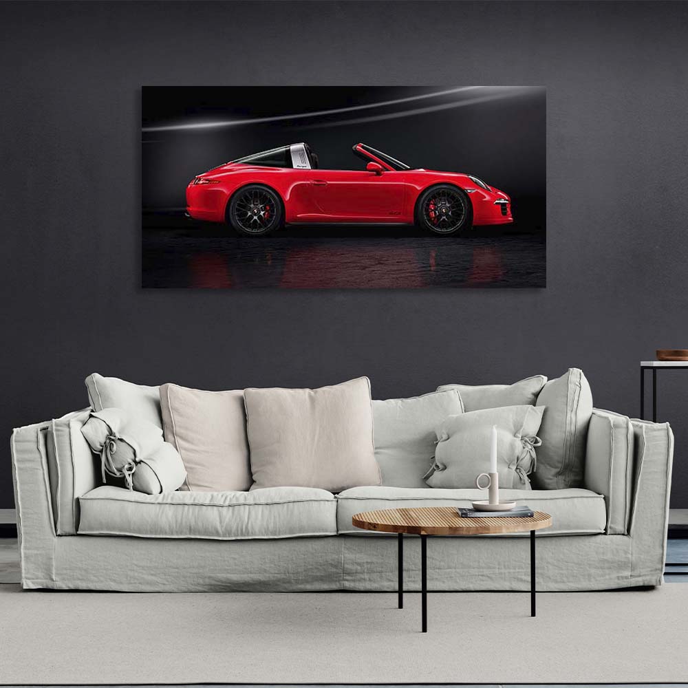 Leinwandbild, Auto, roter Porsche 911 Targa 4 GTS