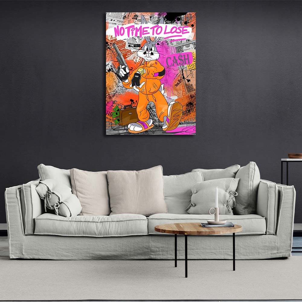 There's no time to waste Bugs Bunny Motivational Canvas Wall Art Print