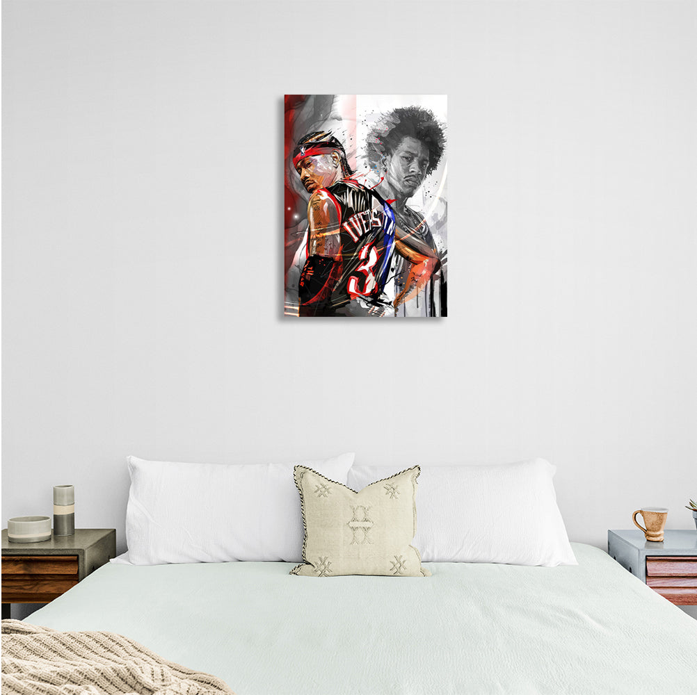 Kunstdruck auf Leinwand mit dem amerikanischen Basketballspieler Allen Iverson