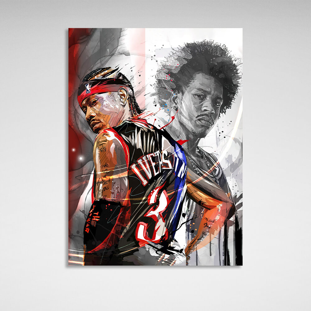 Kunstdruck auf Leinwand mit dem amerikanischen Basketballspieler Allen Iverson