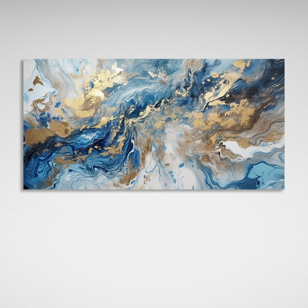 Abstraktion Scheidungen blau mit Gold Abstraktion Leinwand Wand Kunstdruck