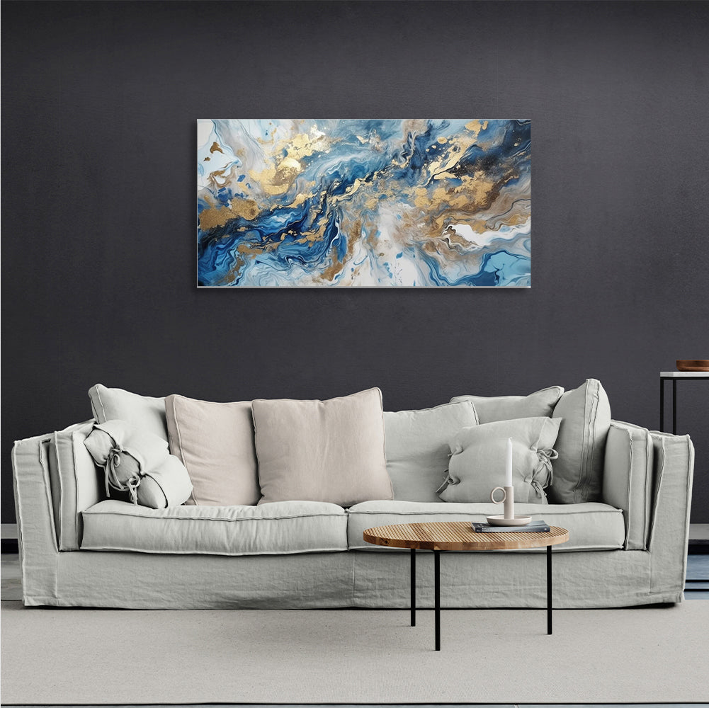 Abstraktion Scheidungen blau mit Gold Abstraktion Leinwand Wand Kunstdruck