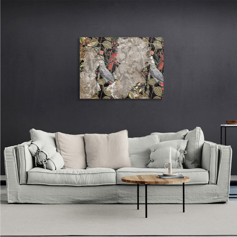 Interior painting on a crumbling wall Canvas Wall Art Print