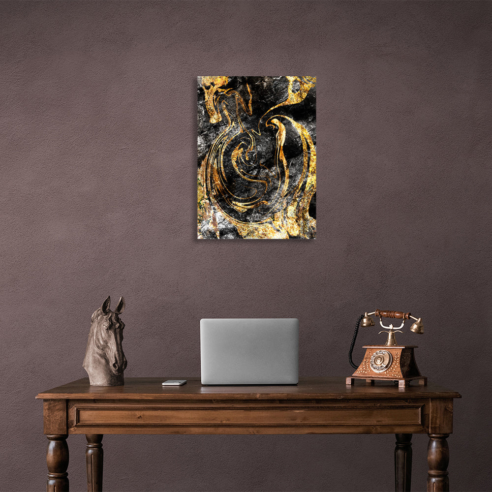 Abstrakter Grunge mit Goldflecken Abstraktion Leinwand Wand Kunstdruck