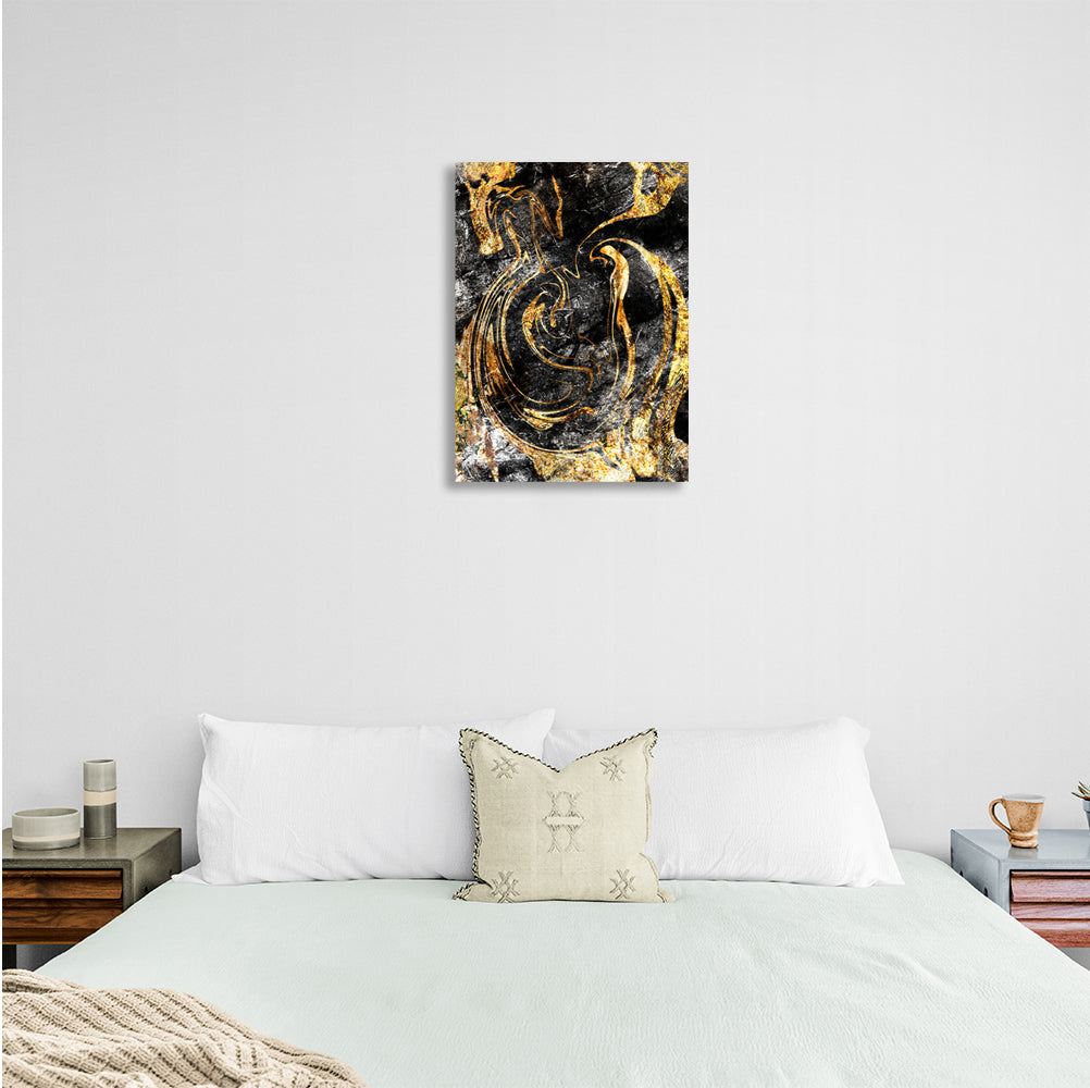 Abstrakter Grunge mit Goldflecken Abstraktion Leinwand Wand Kunstdruck