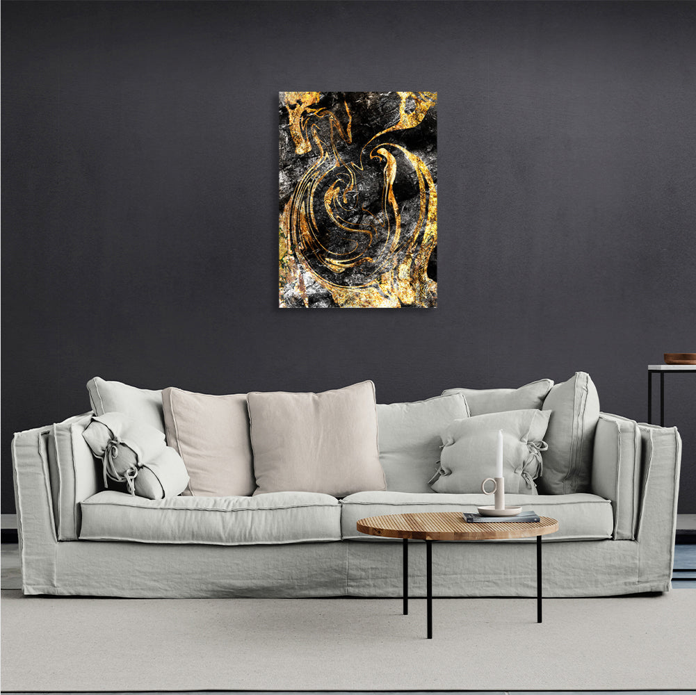 Abstrakter Grunge mit Goldflecken Abstraktion Leinwand Wand Kunstdruck