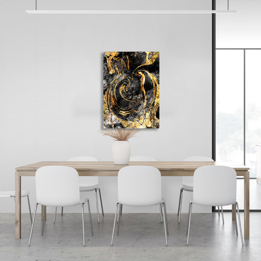 Abstrakter Grunge mit Goldflecken Abstraktion Leinwand Wand Kunstdruck