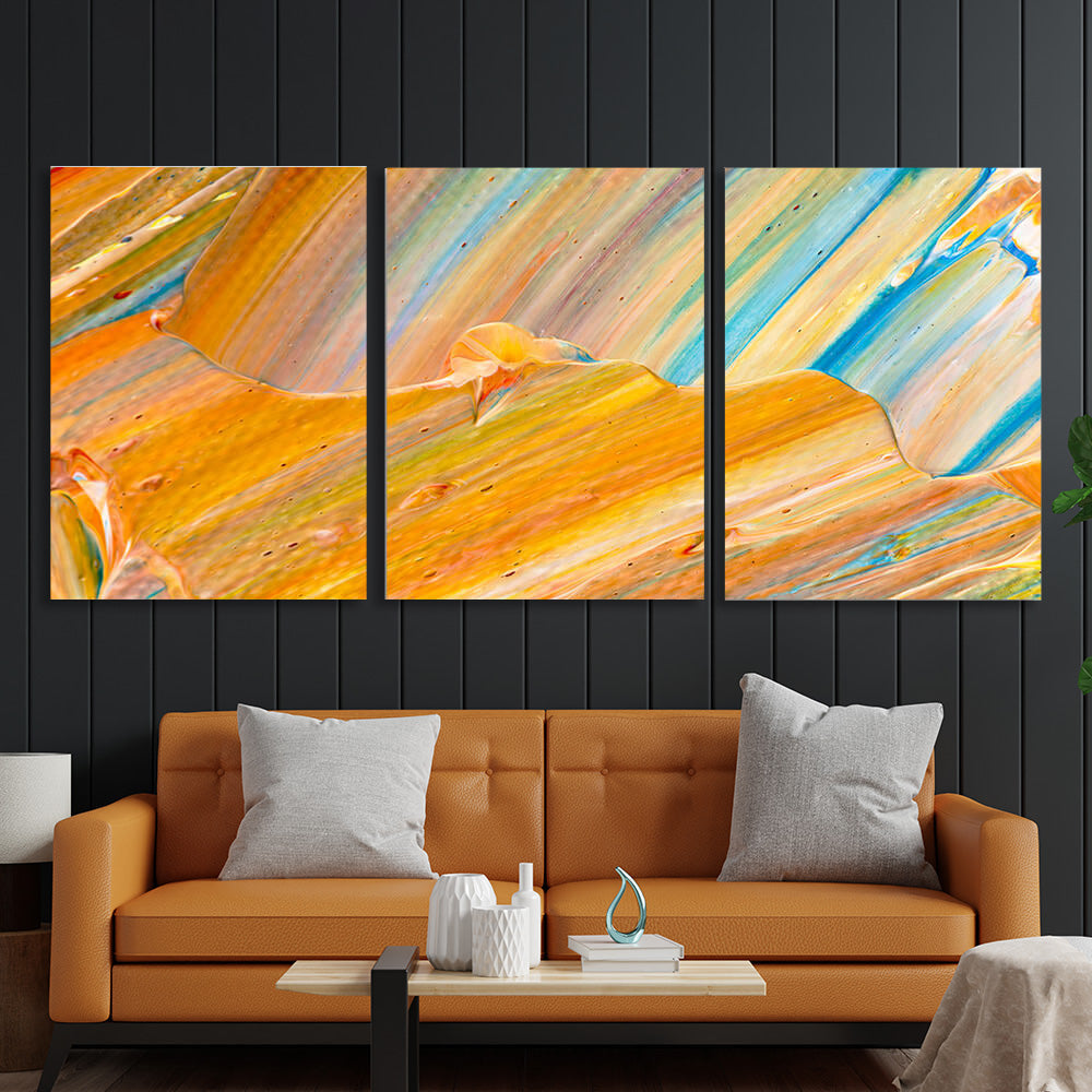 Abstraction yellow-blue with beige Multi Panel Canvas Wall Art Print