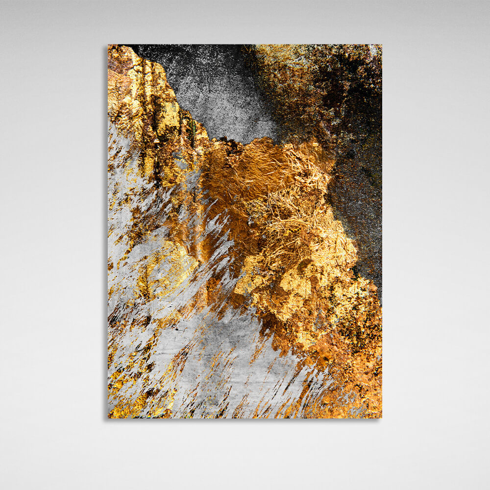 Abstraction grunge with gold black and white Abstraction Canvas Wall Art Print