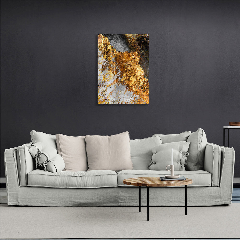 Abstraktion Grunge mit Gold Schwarz und Weiß Abstraktion Leinwand Wand Kunstdruck