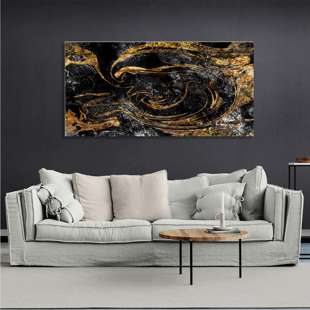 Abstraction black and gold divorces Abstraction Canvas Wall Art Print