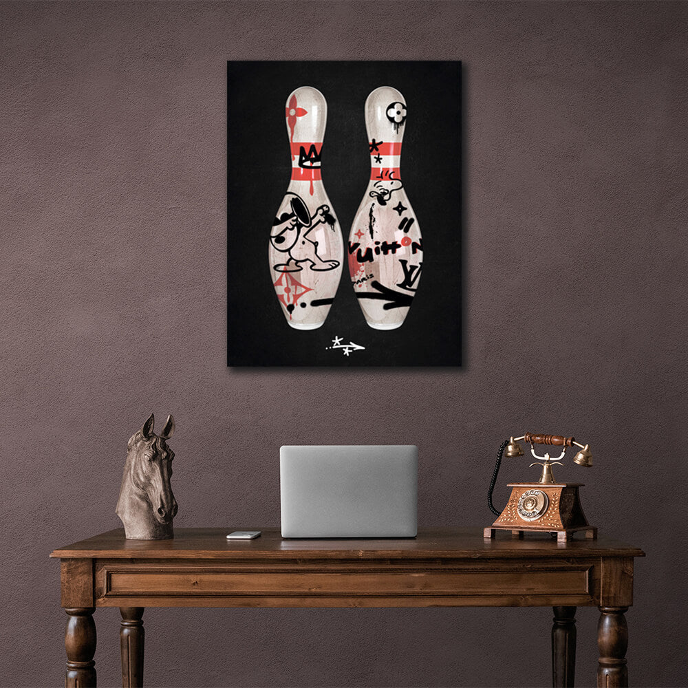 For home Bowling pin Snoopy Canvas Wall Art Print