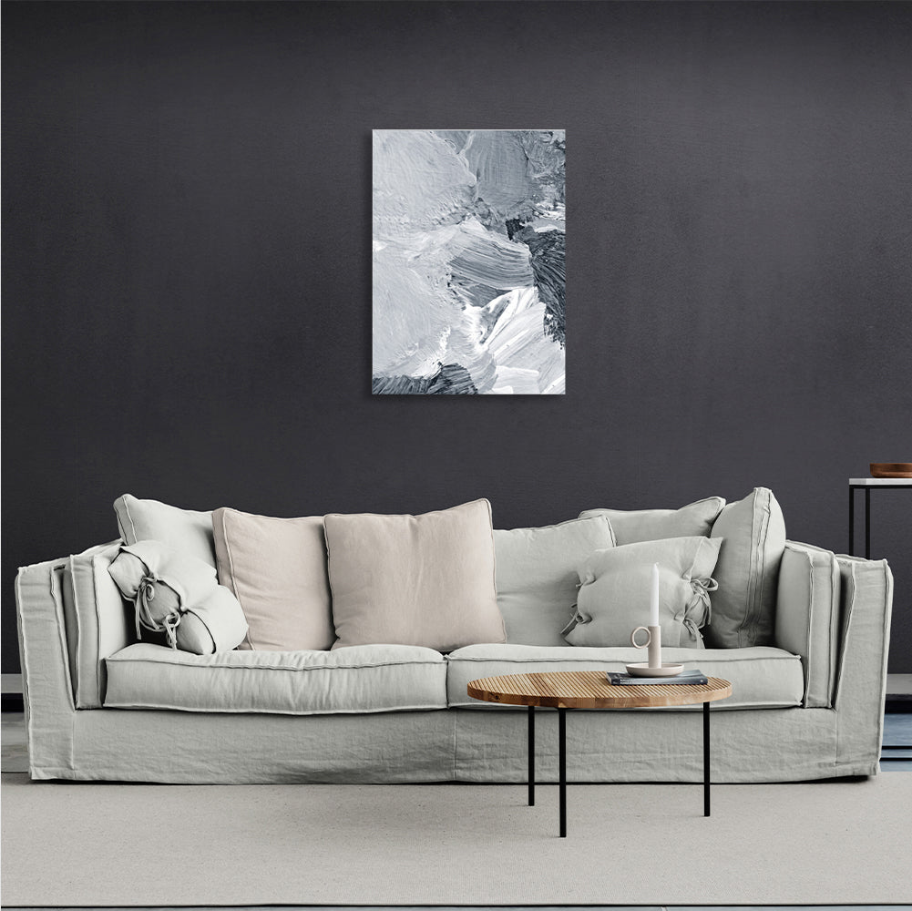 Abstraction gray and white strokes Abstraction Canvas Wall Art Print