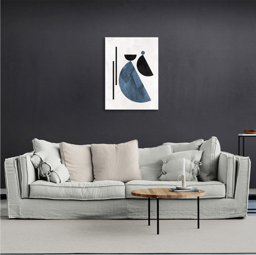 Abstraktion geometrische schwarze und blaue Figuren Abstraktion Leinwand Wand Kunstdruck