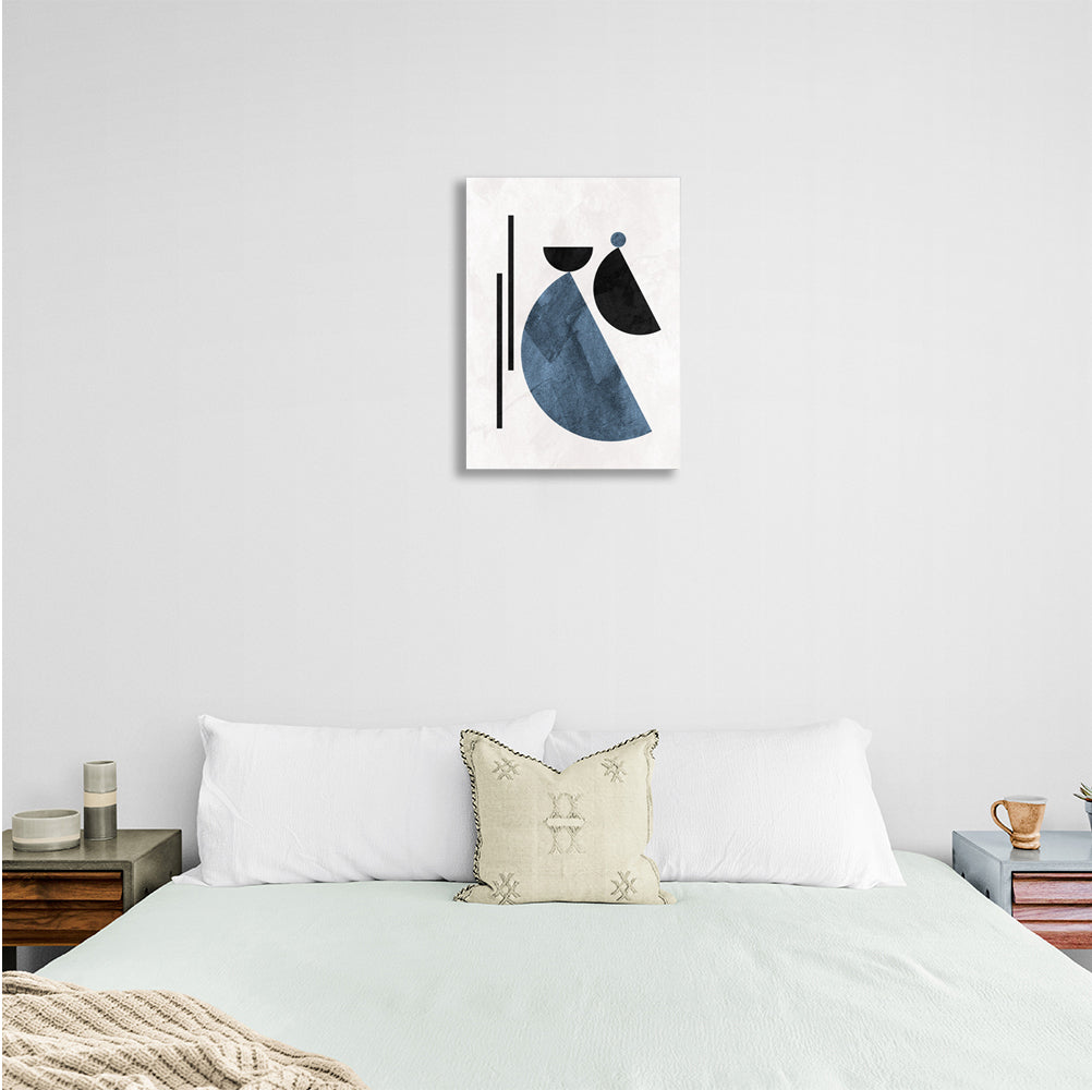 Abstraction geometric black and blue figures Abstraction Canvas Wall Art Print