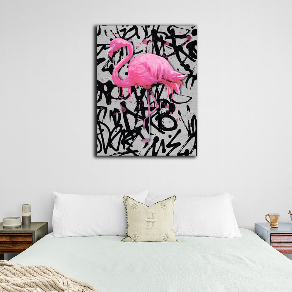 For home Pink flamingo Canvas Wall Art Print