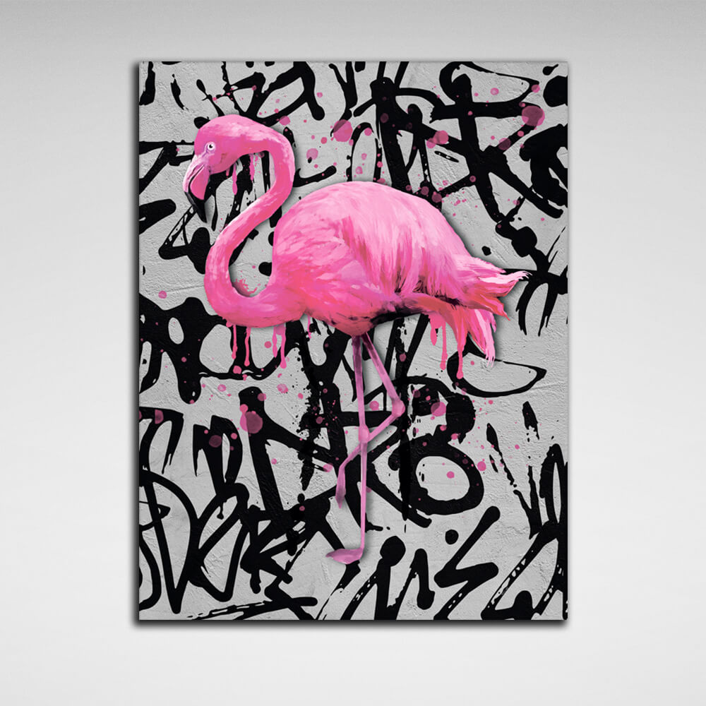 For home Pink flamingo Canvas Wall Art Print