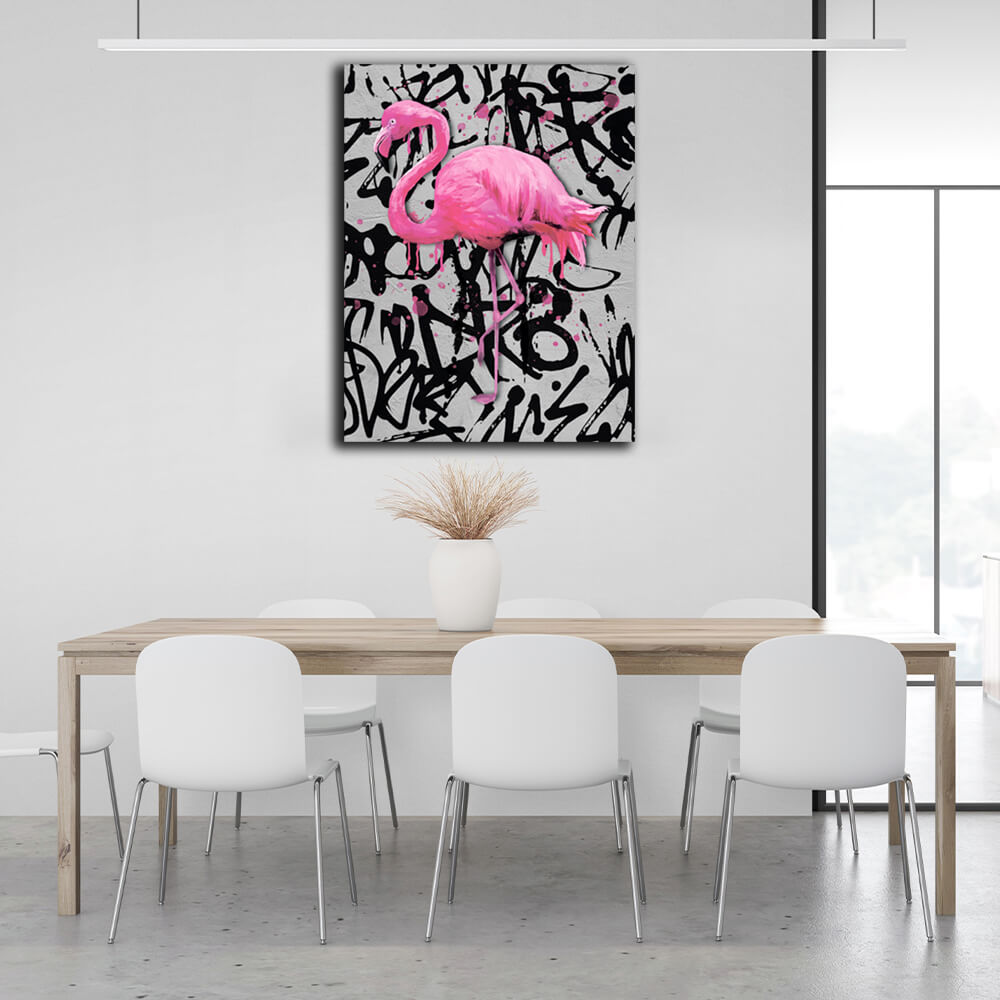 For home Pink flamingo Canvas Wall Art Print