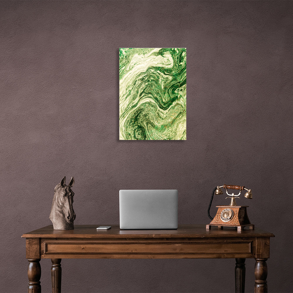 Abstraction vertical in shades of green Abstraction Canvas Wall Art Print